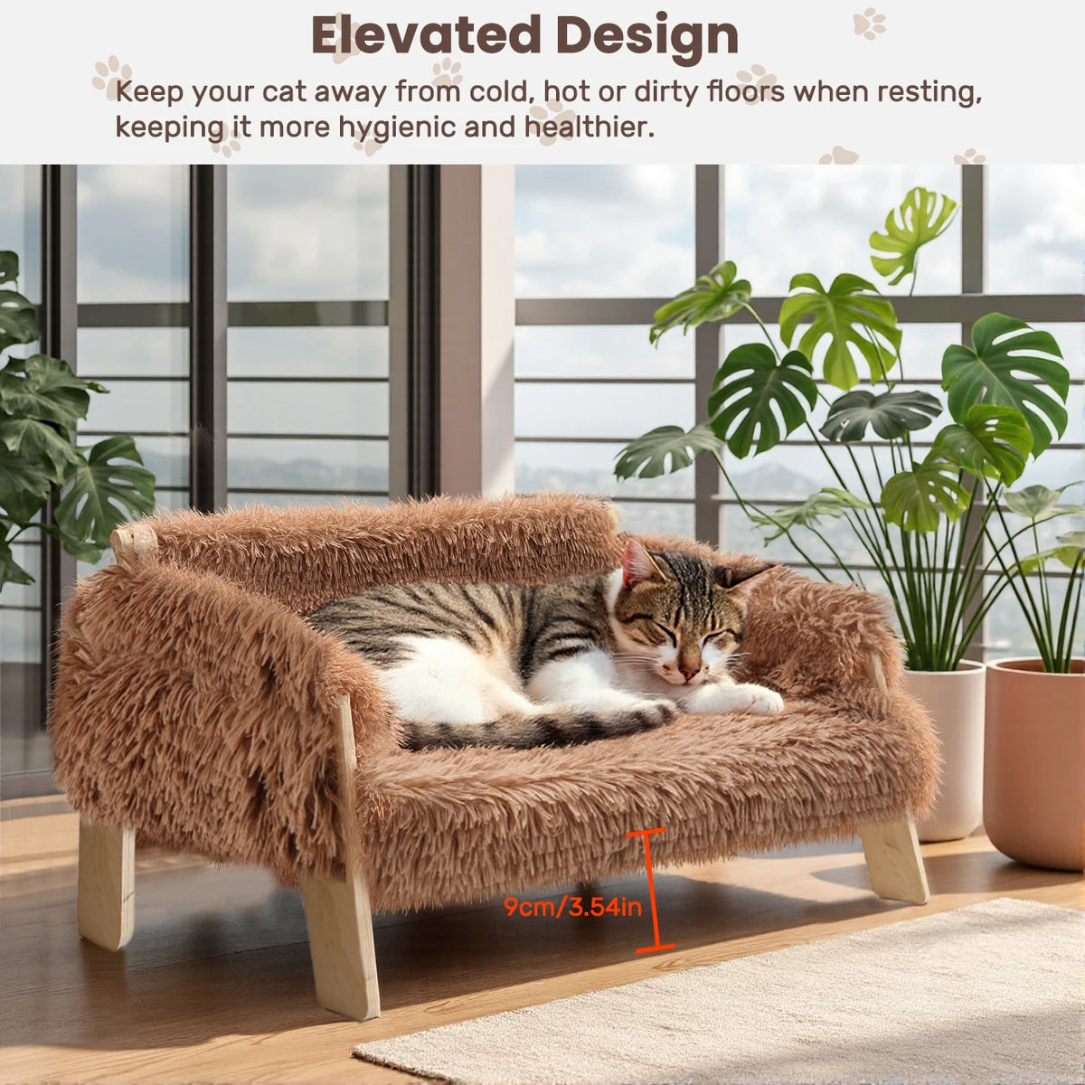 Cat couch raised about 3.5 inches off the floor