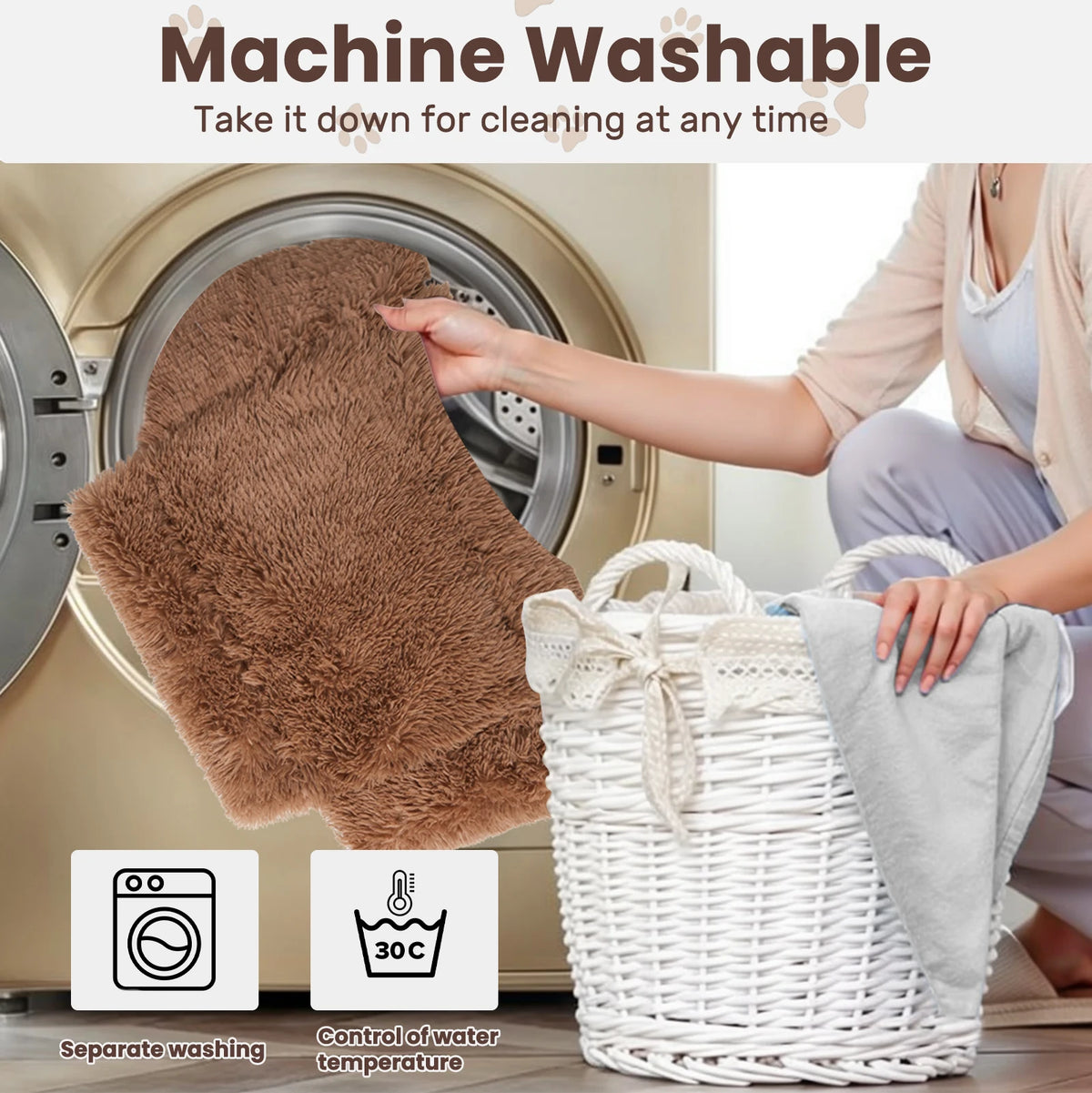 Removable plush cover going into a washing machine