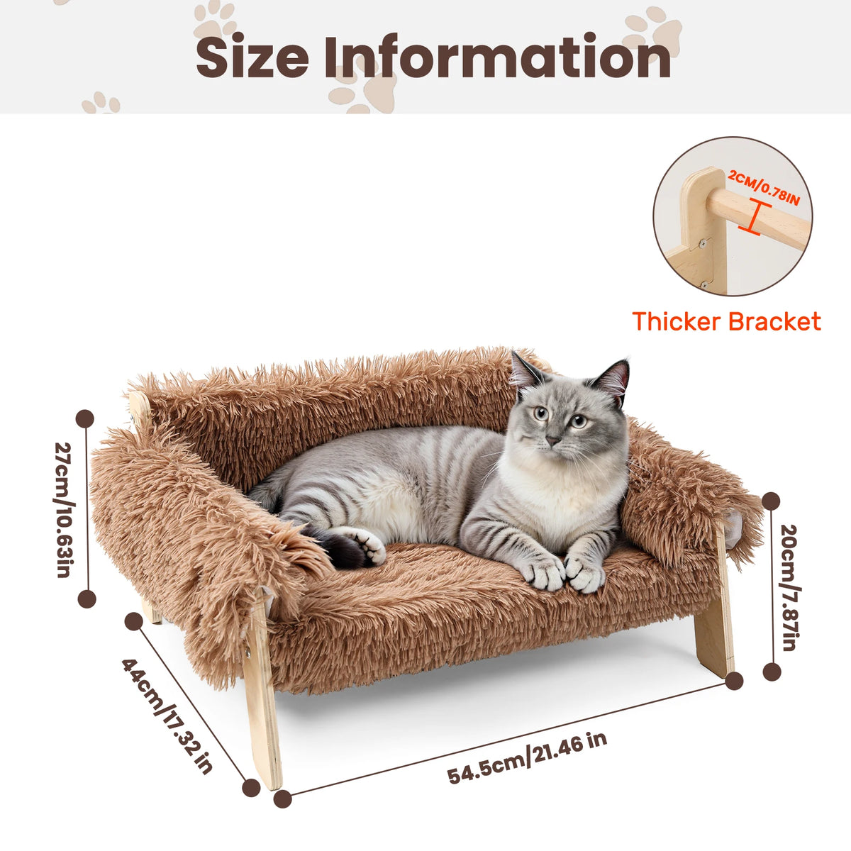 Cat couch size: 21.5 by 17.3 by 10.6 inches